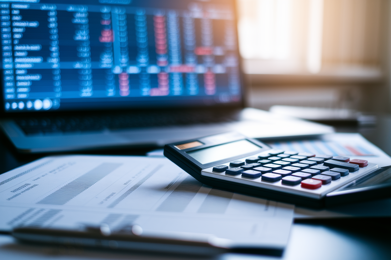 bureau-ecran-simulateur-financier-calculatrice