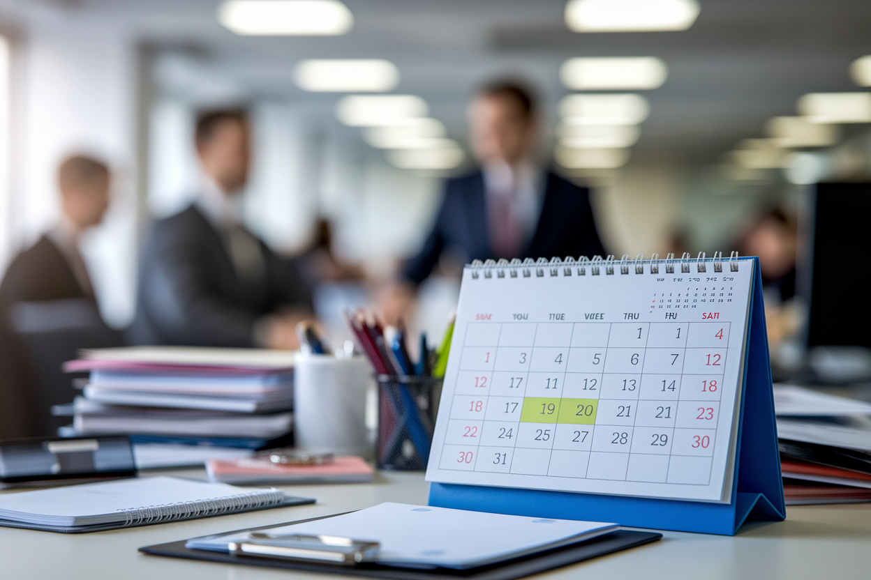bureau-gouvernement-calendrier-jours-colores