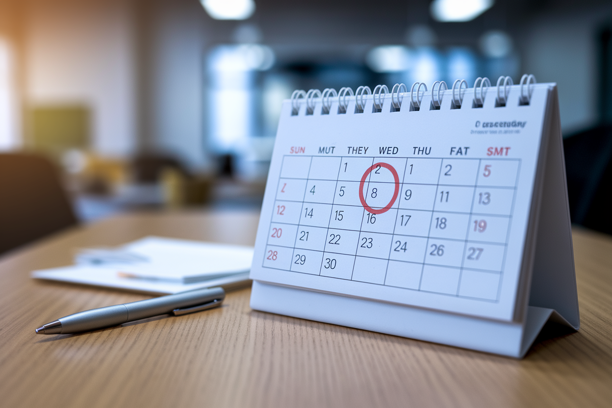 calendrier-bureau-stylo-cercle-rouge
