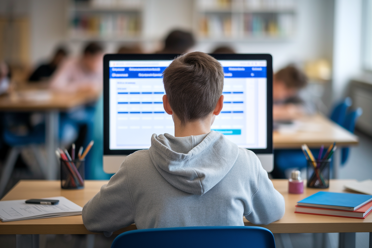 etudiant-dos-ordinateur-interface-floue