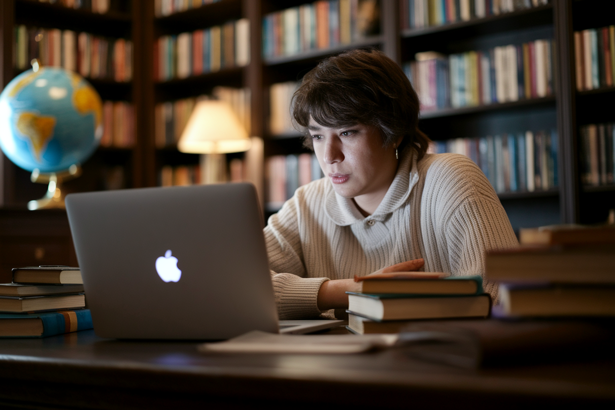 personne-bibliotheque-ordinateur-globe