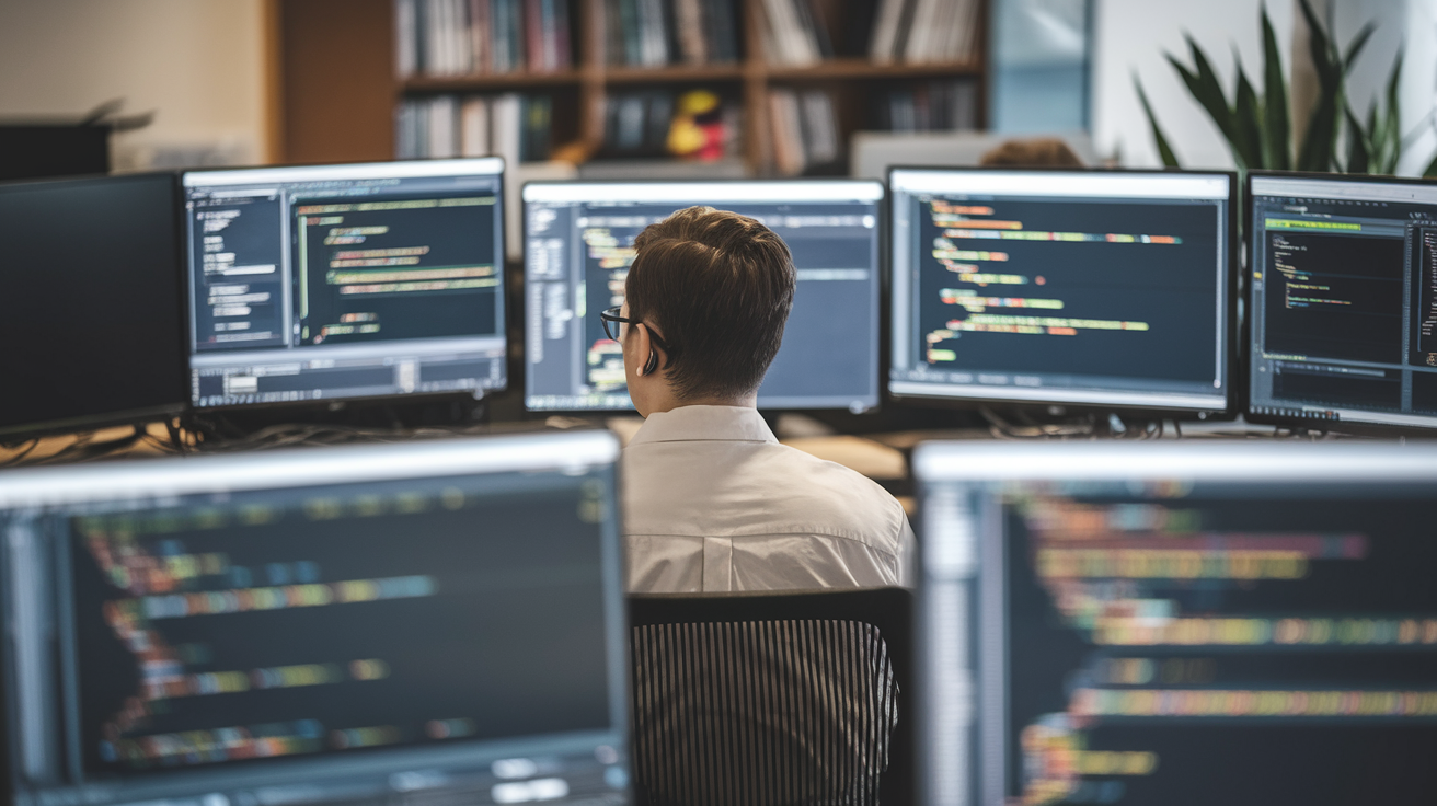 personne-dos-ordinateurs-code-écrans