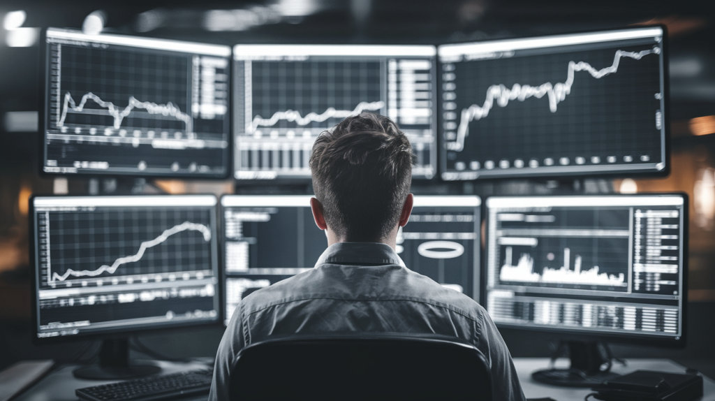 personne-ordinateur-ecrans-graphiques-floutes