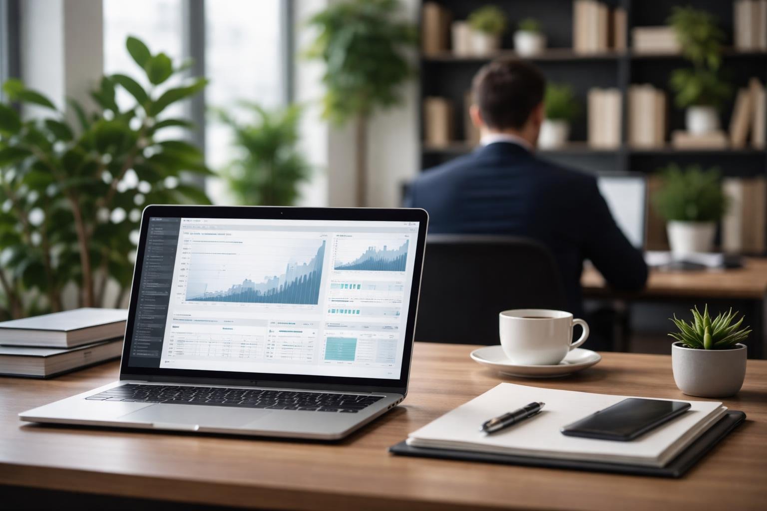 bureau-moderne-ordinateur-personne-plantes
