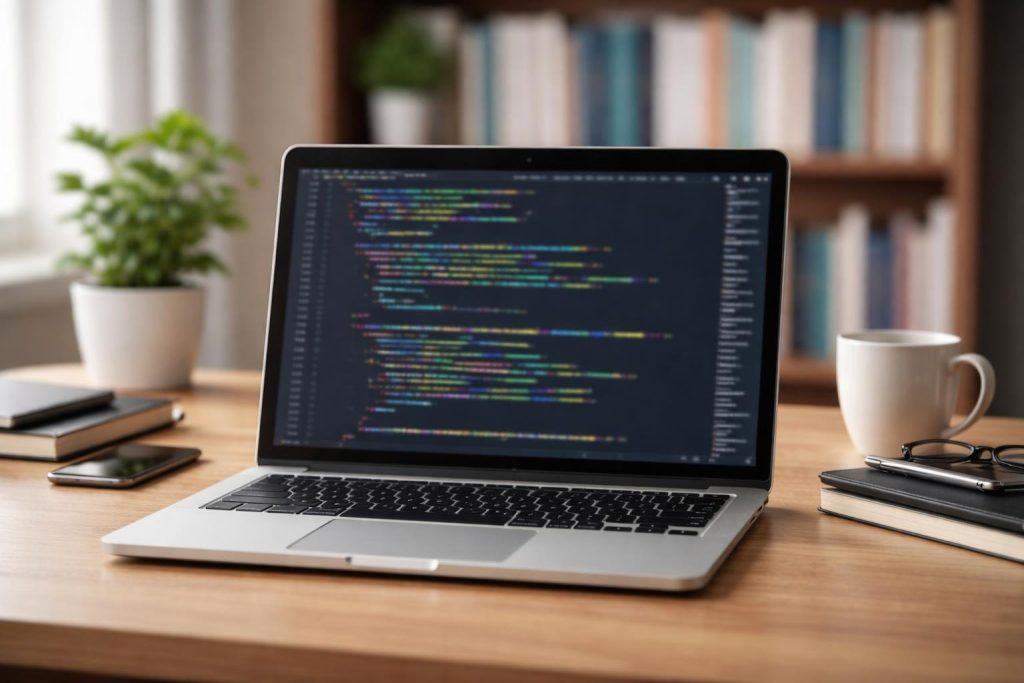 ordinateur-portable-code-etagere-livres