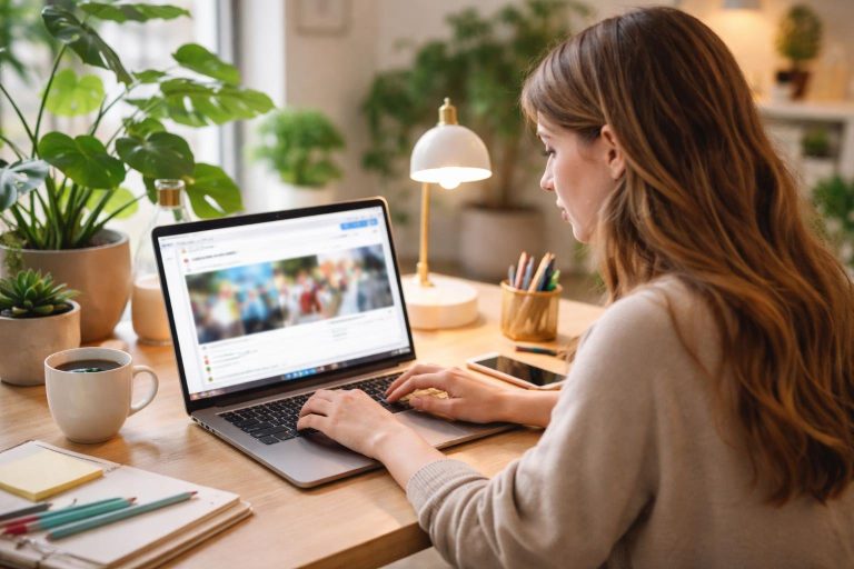 femme-bureau-ordinateur-plantes-decoration